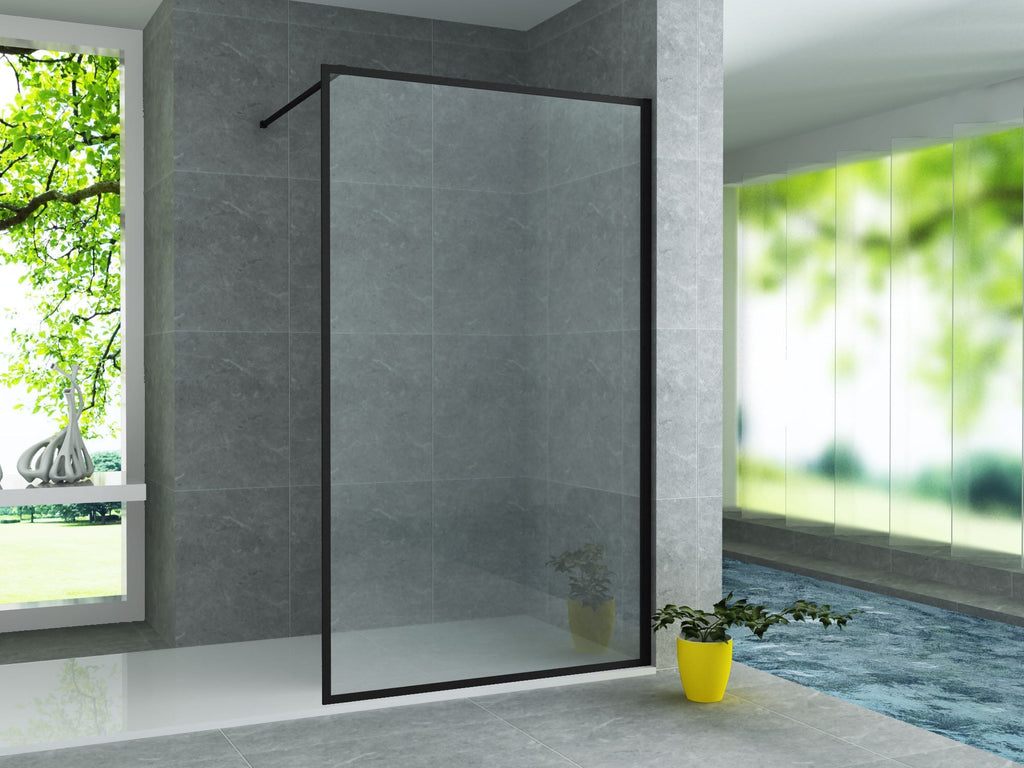 Douchewand Inloopdouche met kader mat zwart 140 x 200