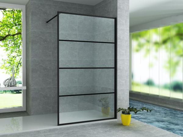 Douchewand Inloopdouche met raster mat zwart 140 x 200