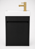 Toilet meubelset Mat zwart geribbeld incl. kraan goud, sifon en popup goud 40 x 22,5 x 63 (b x d x h)