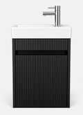 Toilet meubelset Mat zwart geribbeld incl. Chrome kraan, sifon en Chrome popup 40 x 22,5 x 63 (b x d x h)