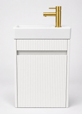 Toilet meubelset Hoogglans wit geribbeld incl. kraan goud, sifon en popup goud 40 x 22,5 x 63 (b x d x h)
