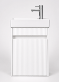 Toilet meubelset Hoogglans wit geribbeld incl. Chrome kraan, sifon en Chrome popup 40 x 22,5 x 63 (b x d x h)