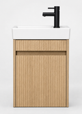 Toilet meubelset Eikgrijs geribbeld incl. zwarte kraan, sifon en zwarte popup 40 x 22,5 x 63 (b x d x h)