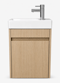 Toilet meubelset Eijkgrijs geribbeld incl. Chrome kraan, sifon en Chrome popup 40 x 22,5 x 63 (b x d x h)