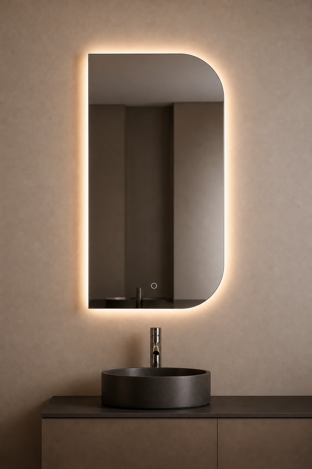 LED SPIEGEL D-VORM 50x100 met anticondensfunctie