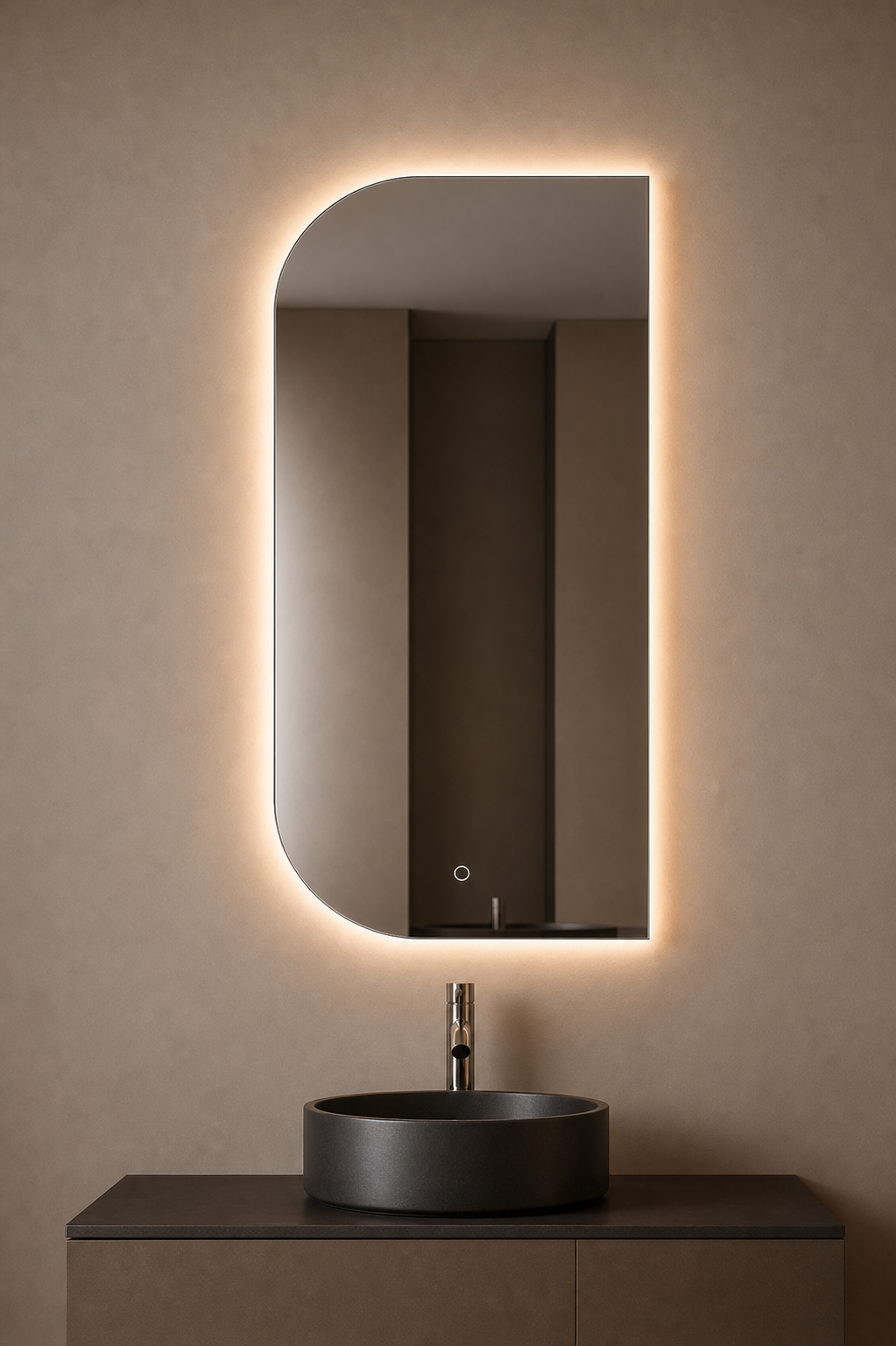 LED SPIEGEL D-VORM 50x100 met anticondensfunctie