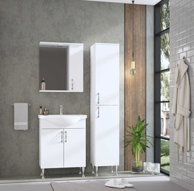 ALONI ALECO WASTAFELONDERKAST - STAAND - 2 DEUREN - 62X84X45,5CM - WIT