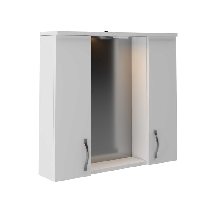 ALONI ALECO SPIEGELKAST- 2 DEUREN - MET VERLICHTING - MET STOPCONTACT - 77X70X17,5 CM - WIT