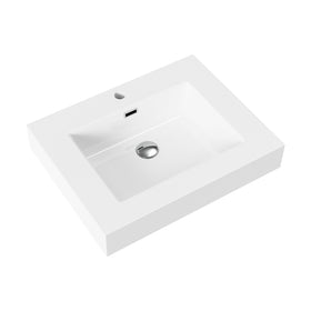 ALONI WASTAFEL - 1 WASBAK - MET OVERLOOP - 1 KRAANGAT - KUNSTMARMER - 60X10X46 CM - GLANZEND WIT