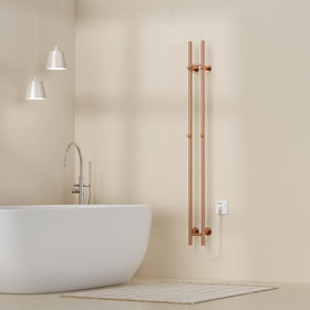BELRAD ELEKTRISCHE STAAFHANDDOEKDROGER - DUBBEL - MET DIGITALE, PROGRAMEERBARE THERMOSTAAT - 120W - Ø2,5CM - 150X16,8X12,7 CM - GEBORSTELD KOPER