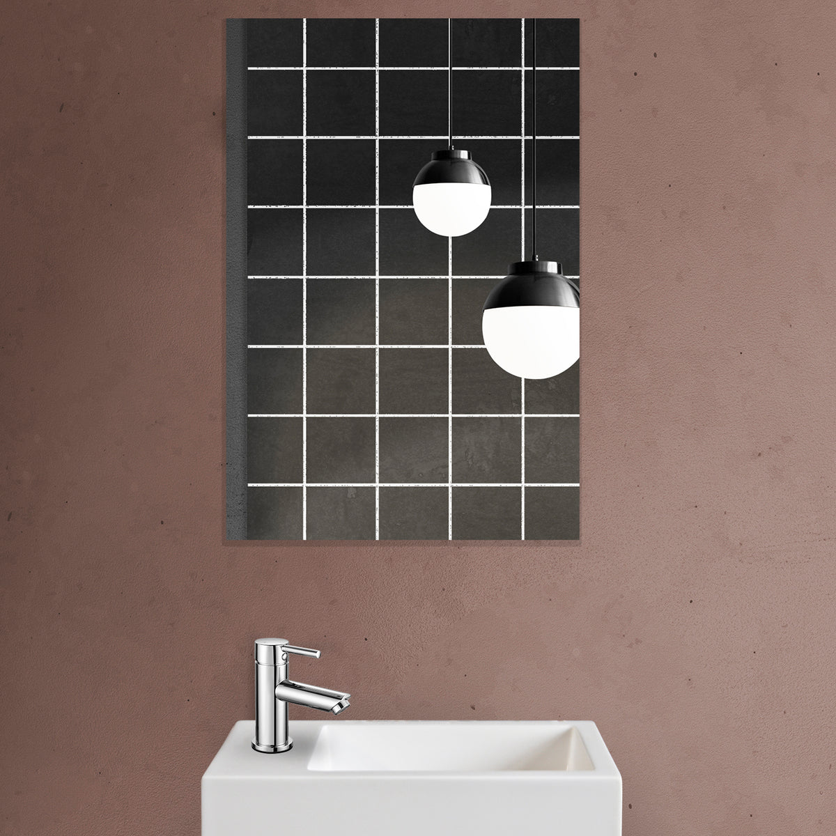 ALONI MKADO TOILETSPIEGEL - MET LIJST - 40X60X1,9 CM - WIT MARMER