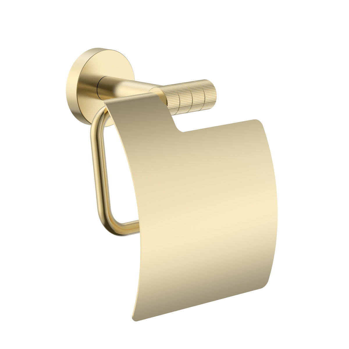 STRIA TOILETROLHOUDER MET KLEP - AFWERKING MET VERFIJNDE RIBBELSTRUCTUUR - (PVD)