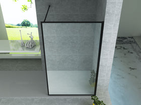 ALONI INLOOPDOUCHE MET KADER - 1000 X 2000MM - MAT ZWART - HELDER GLAS
