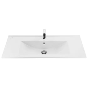 SU WASTAFEL - 1 WASBAK - MET KRAANGAT - KERAMIEK - 100X45CM - GLANZEND WIT