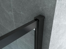 ALONI INLOOPDOUCHE MET RASTER DECOR - 1200 X 2000MM - MAT ZWART - HELDER GLAS