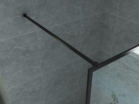 ALONI INLOOPDOUCHE MET RASTER DECOR - 1000 X 2000MM - MAT ZWART - HELDER GLAS