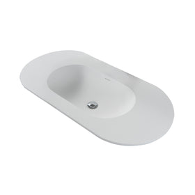 BEGONIA WASTAFEL - 1 WASBAK - MET OVERLOOP - ZONDER KRAANGAT - KUNSTMARMER - 100X1,2X52,5 CM - MAT WIT